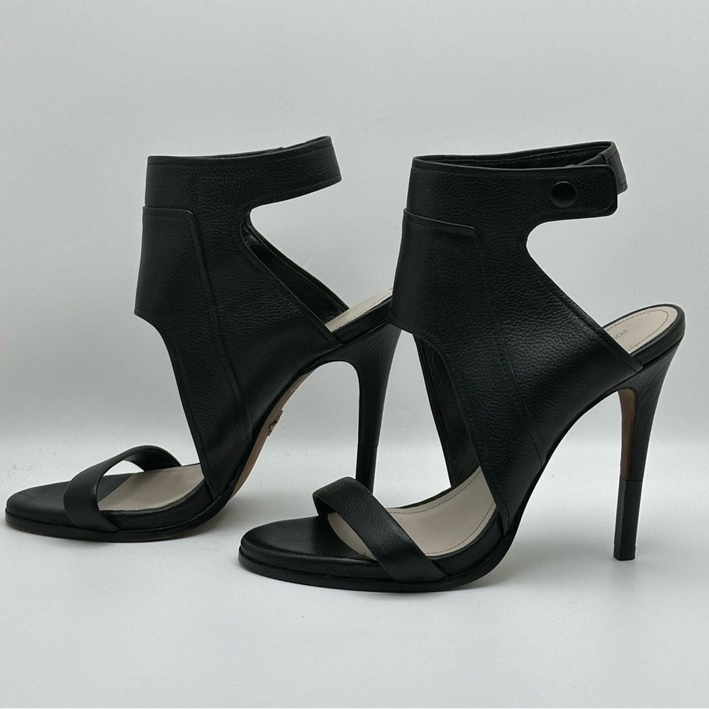 POUR LA VICTOIRE Venga Black Leather Ankle Snap Cuff Sandals 7.5M revolve - Picture 4 of 12
